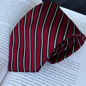 Red and Black Striped Silk Repp Tie Jos. A. Bank